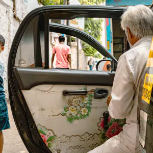Taxi with doors open