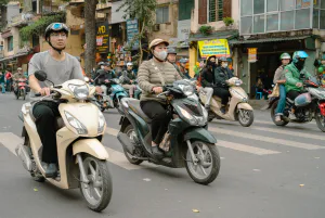 Motorcycles in the Old Quarter of Hanoi