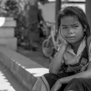 Girl having a disgruntled look