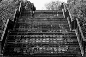 Graffiti on stairway