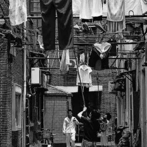 Laundies hung in the air in lane