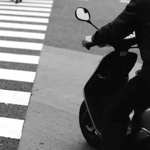 motorbike and pedestrian crossing