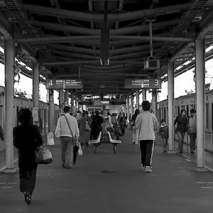 People walking on platform