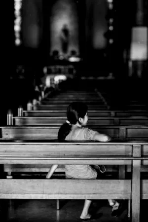 Woman relaxing in Manila Cathedral