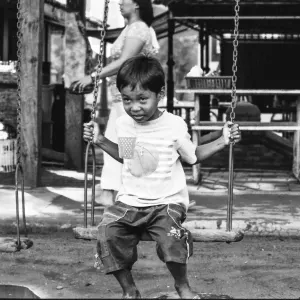 Boy wearing high-energy expression