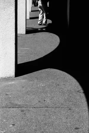 Shadows of pillars in passage