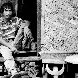 Man sitting at entrance