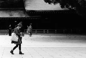 Girl heading for prayer hall in Meiji Jingu