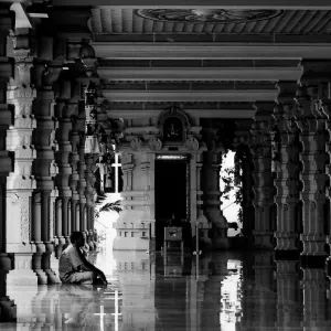 Shiny floor in Hindu temple