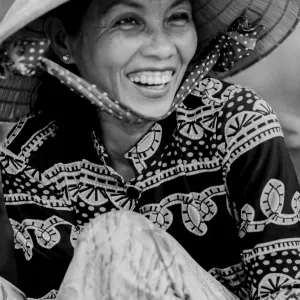 Female street vendor laughing