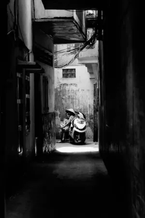 Motorbike in blind alley