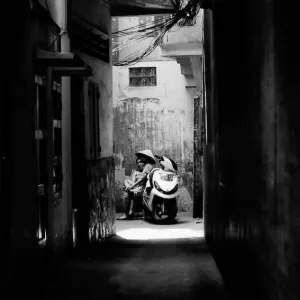 Motorbike in blind alley