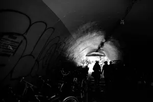 Silhouettes in tunnel