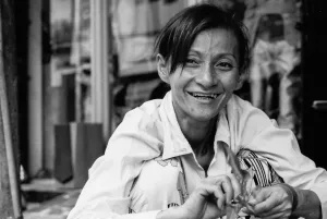 Woman working by roadside