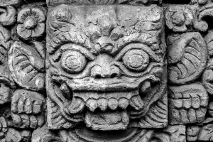 Terrifying face in a Hindu temple