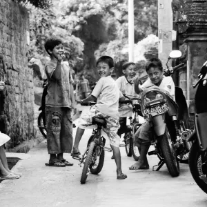 Children playing together in lane