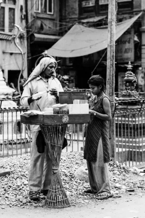Street vendor selling roast beans