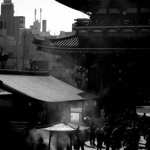 Smoke rising from incense burner in Senso-Ji