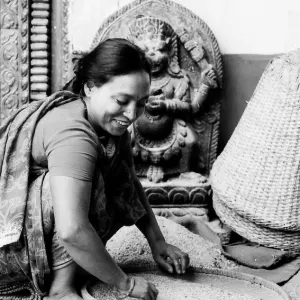Woman working in Hindu temple