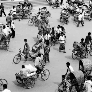 Street crowded with cycle rickshaw