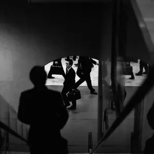 Silhouette on escalator