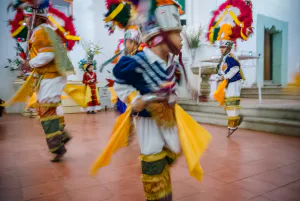 衣装を着て踊る子どもたち