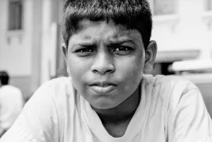 Boy frowning