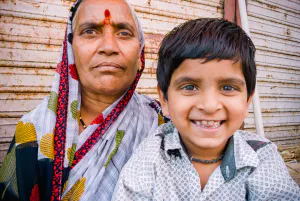 Older woman and grandson