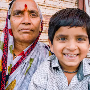 Older woman and grandson
