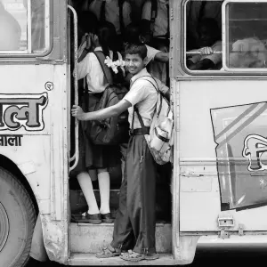 School boy on bus