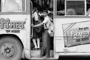 School boy on bus