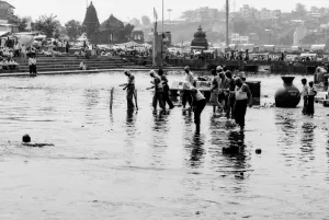 Pilgrims soaking in holy river