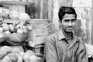 Man working in greengrocery