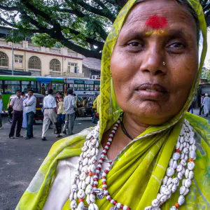 Woman wearing Bindi and necklace