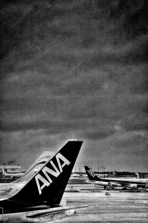 Airplanes being parked at Narita Airport