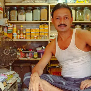 Man working in spice shop