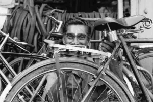 Man repairing bicycles