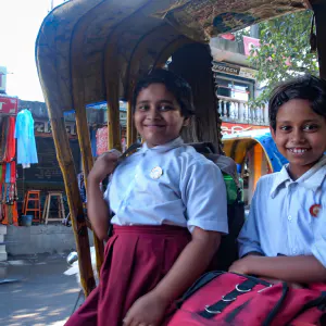 Two girls on cycle rickshaw
