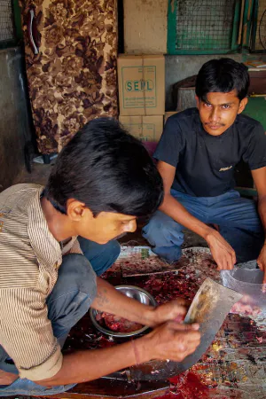 Two men in butcher