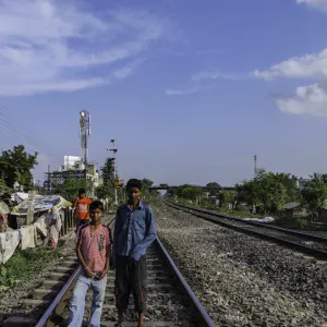 Two boys on railway track