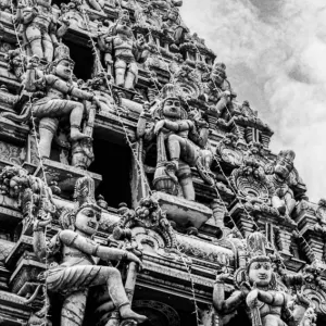 Hindu deities on roof