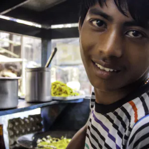Man working in food stall