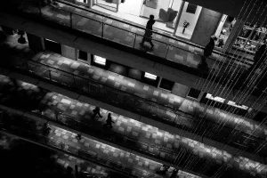 Silhouettes walking in Omotesando Hills
