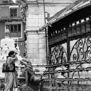 Woman praying in Swayambhunath
