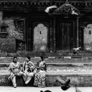 Three women in Durbar Square