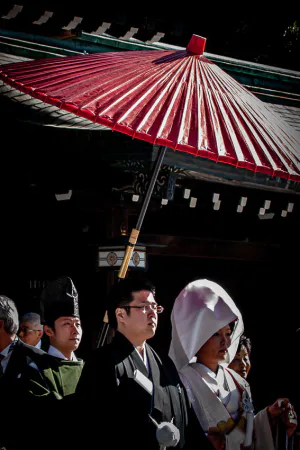 Bridal couple in Meiji Jingu