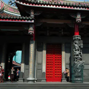 red doors in Hsing Tian Kong