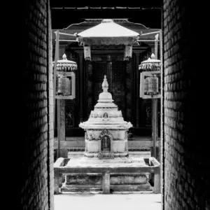 Small stupa at end of lane
