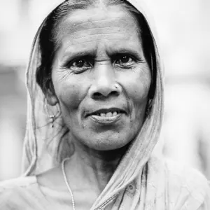 Woman with pierced nose