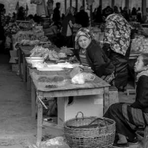 Two women in market